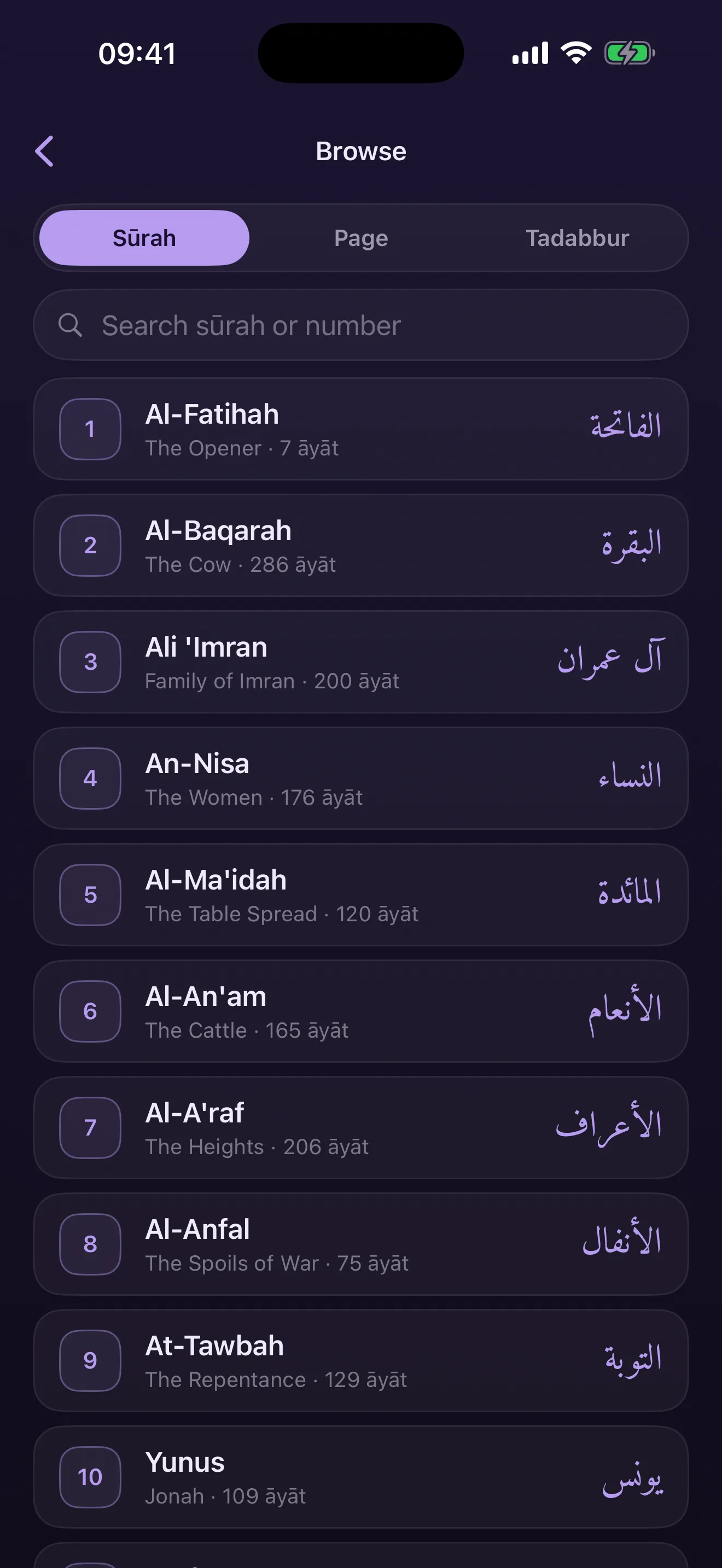 Find any sūrah or page